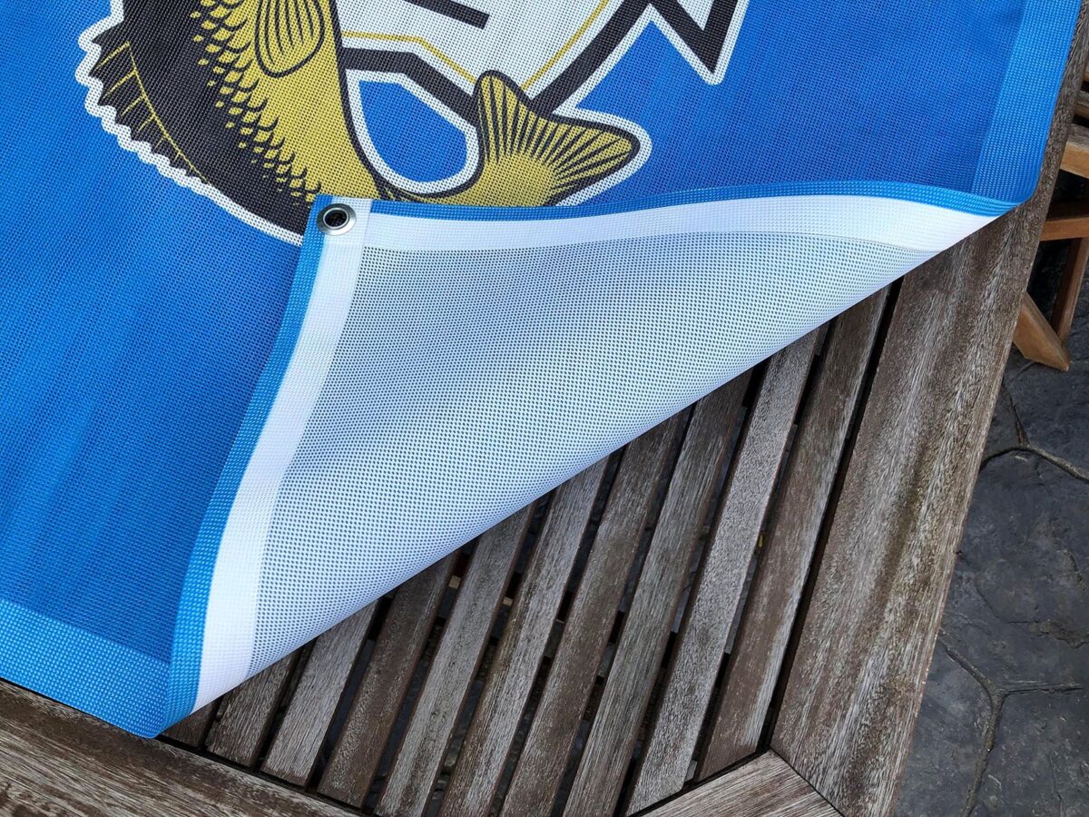 Mesh Cafe Banner with Eyelets at bottom