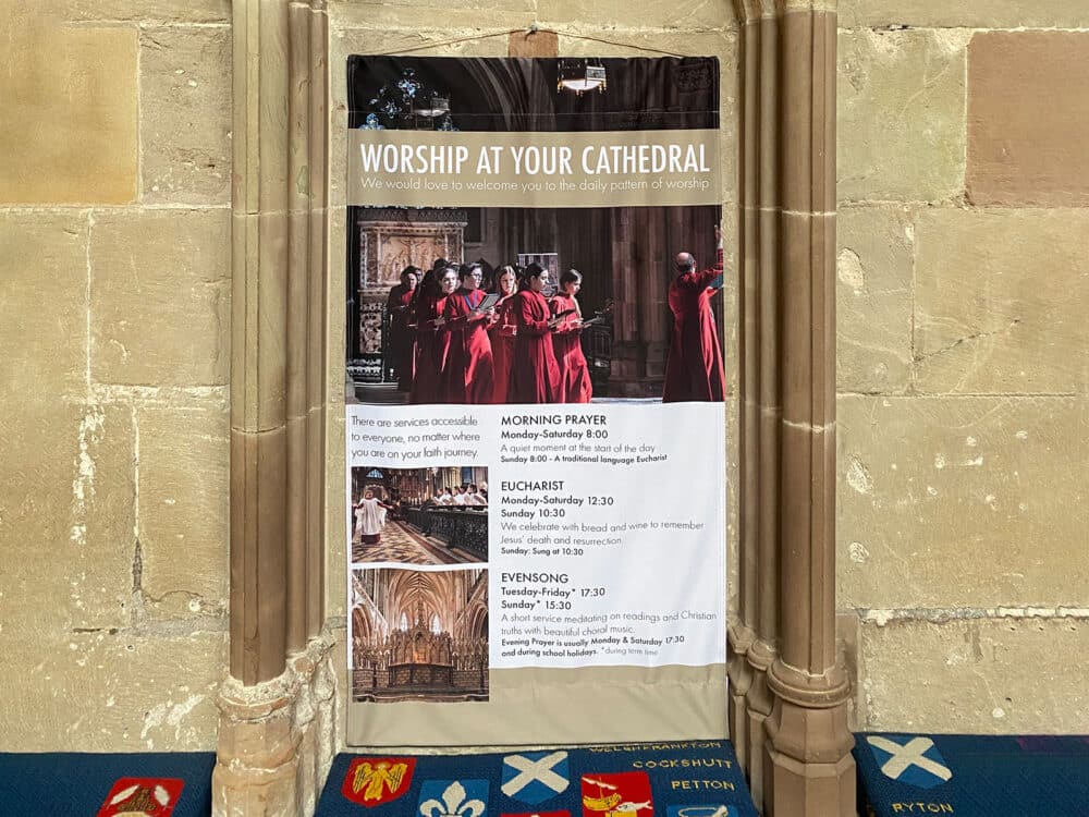 fabric church banner with pockets