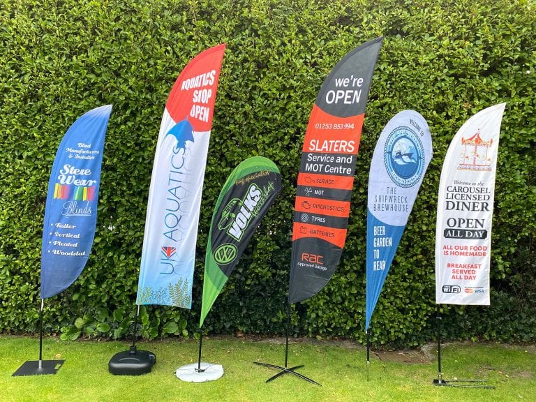 Printed feather flags