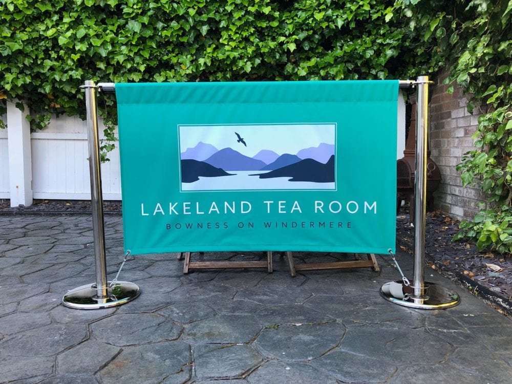 Single sided fabric oustide seating area banner